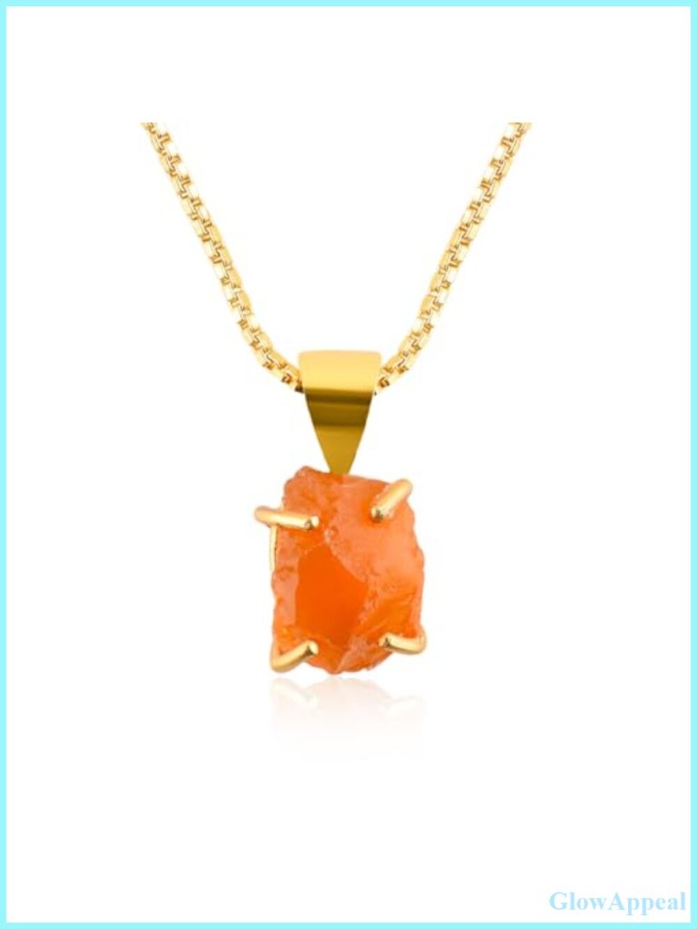 Raw Mexican Fire Opal Pendant Necklace with Gold Plated Chain
